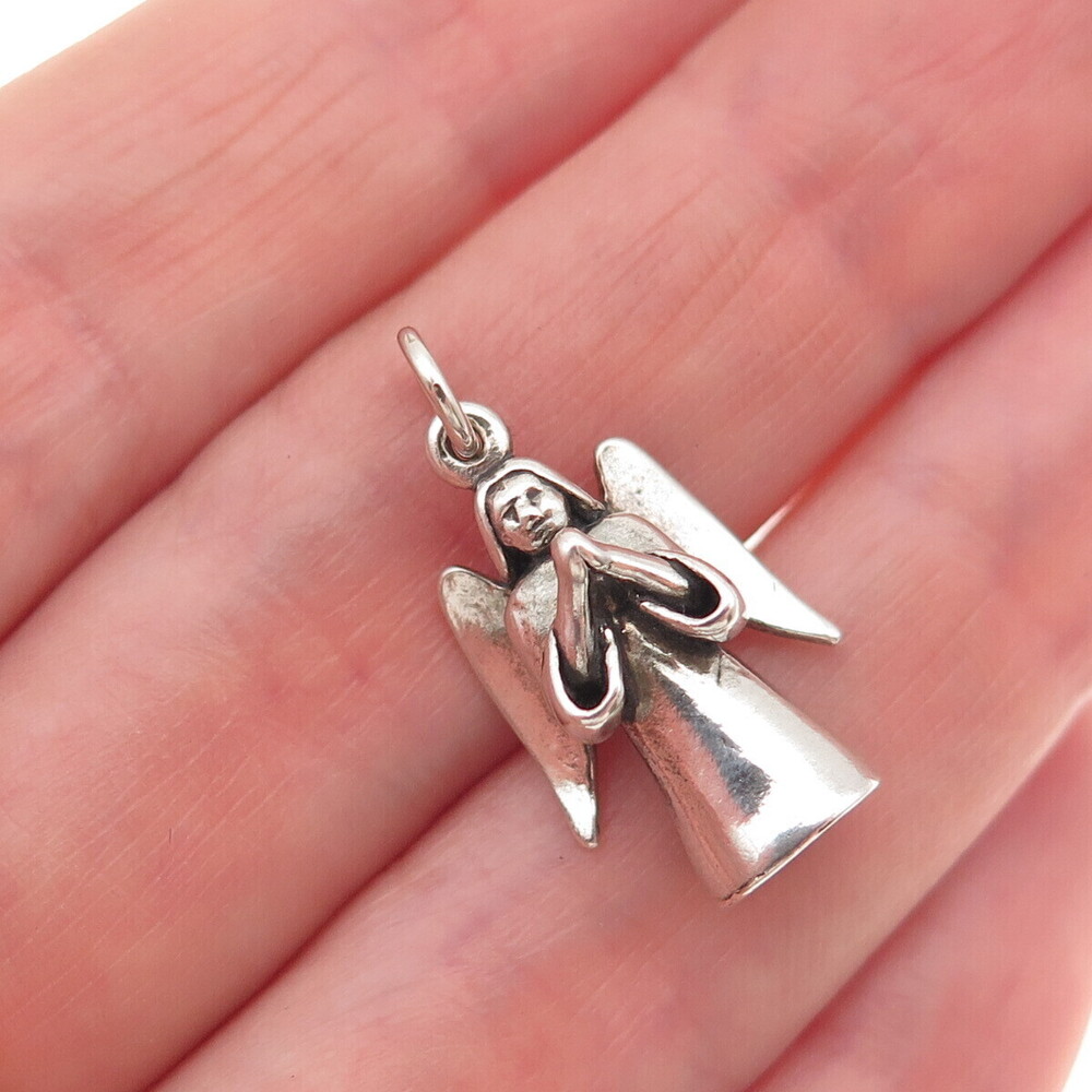 Sunwest 925 Sterling Silver Vintage Praying Angel 3D Mini Charm Pendant